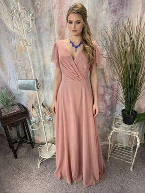 📌Celebrate DB Studio Flutter Sleeve Formal - Bridesmaid - Prom Maxi Dress